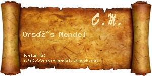 Orsós Mendel névjegykártya